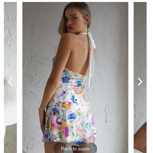 Selfie Leslie champagne showers sequin halter neck dress